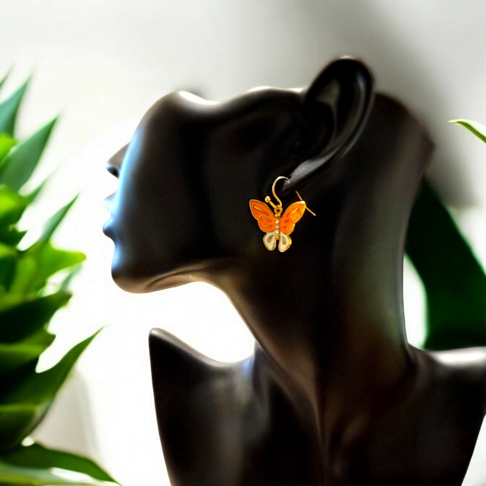 Elegant Orange Butterfly Earrings
